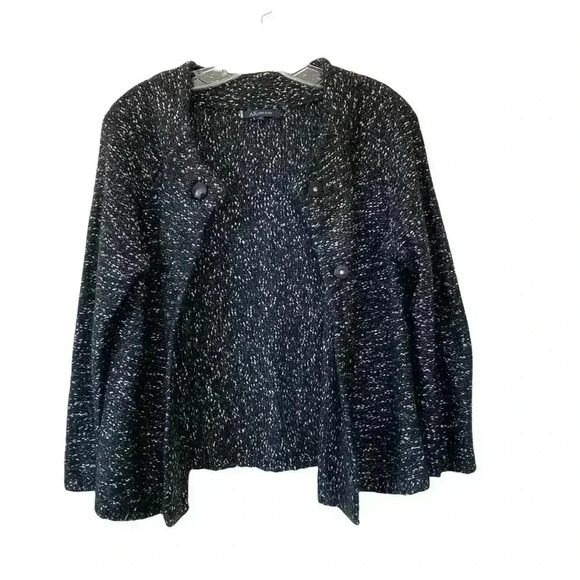 Anne Klein Tweed Blazer Jacket Medium Sequins Black Snap Button Front Careerwear - Picture 3 of 12